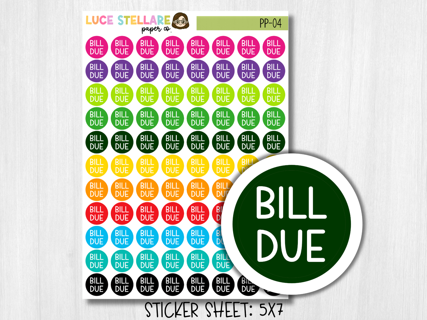 Bill Due Dots Planner Stickers / PP-04