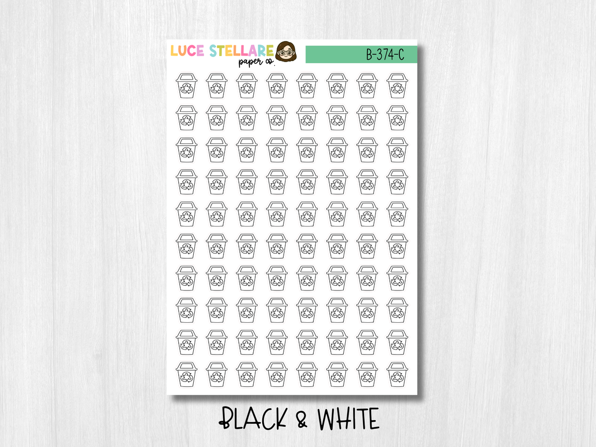 Recycle Trash Can Icon Planner Stickers / B-374