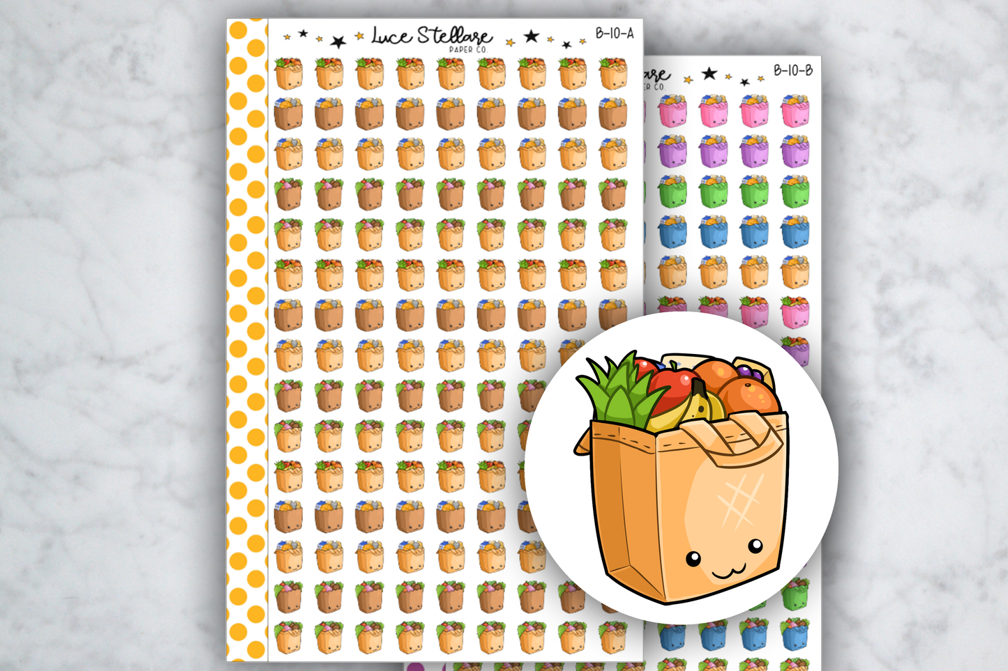 Kawaii Grocery Bags Planner Stickers / B-10