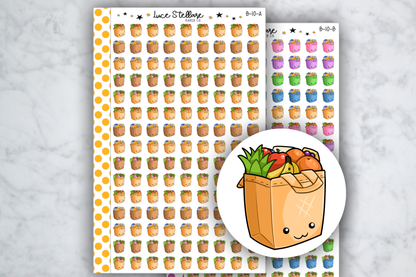 Kawaii Grocery Bags Planner Stickers / B-10