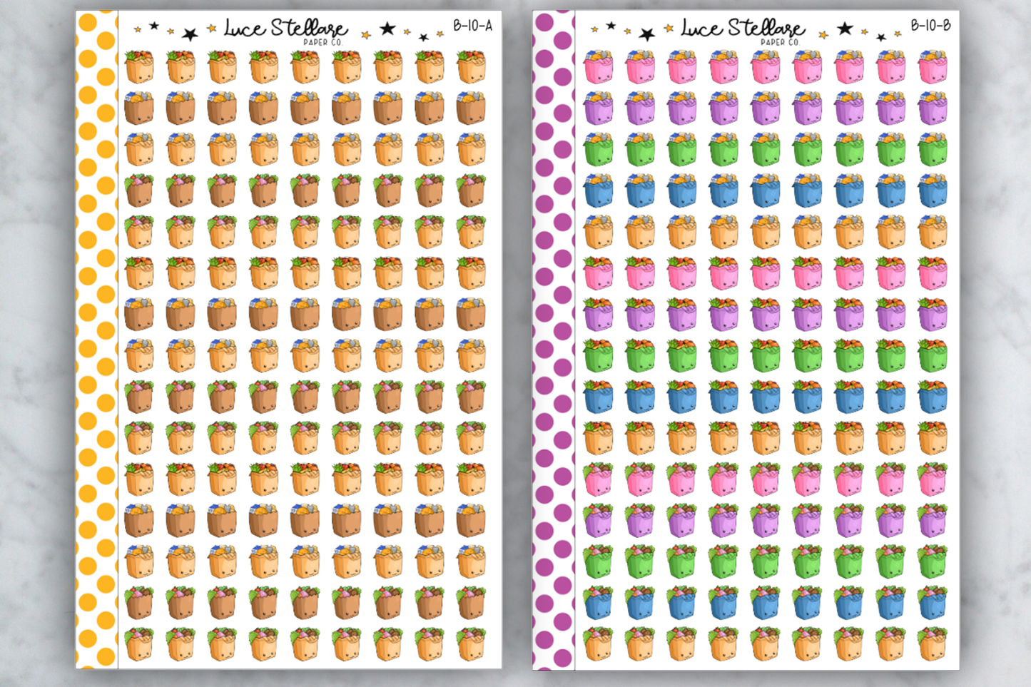Kawaii Grocery Bags Planner Stickers / B-10