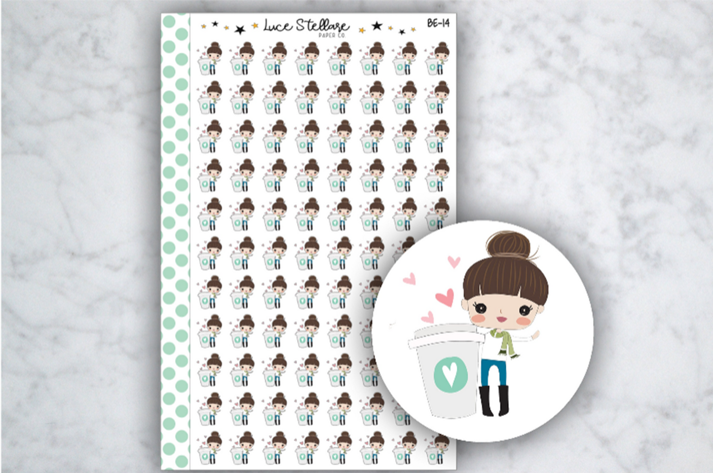 Coffee Date Girl Stickers /  BE-14