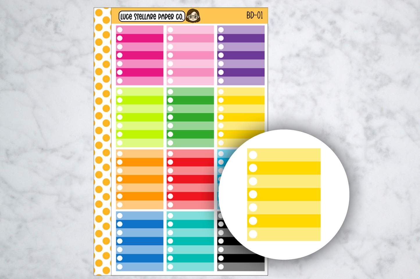 Ombre Checklist Full Boxes Stickers / BD-01
