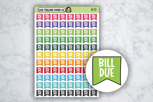Bill Due Flag Sticker Sheet / B-01
