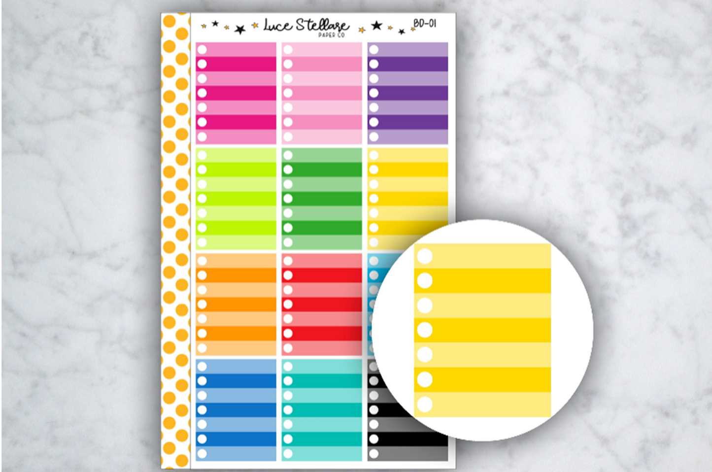 Ombre Checklist Full Boxes Stickers / BD-01