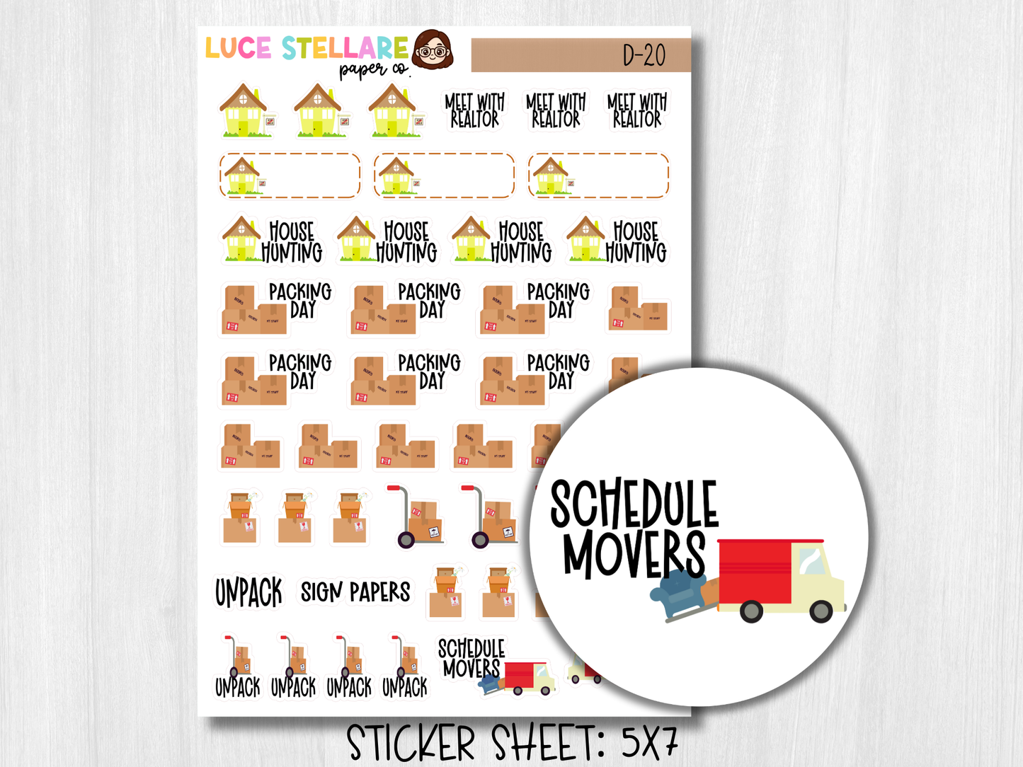 Moving Day Planner Stickers /  D-20
