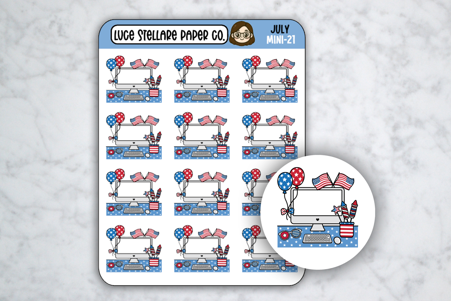 4th Of July Computer  Stickers / M-21