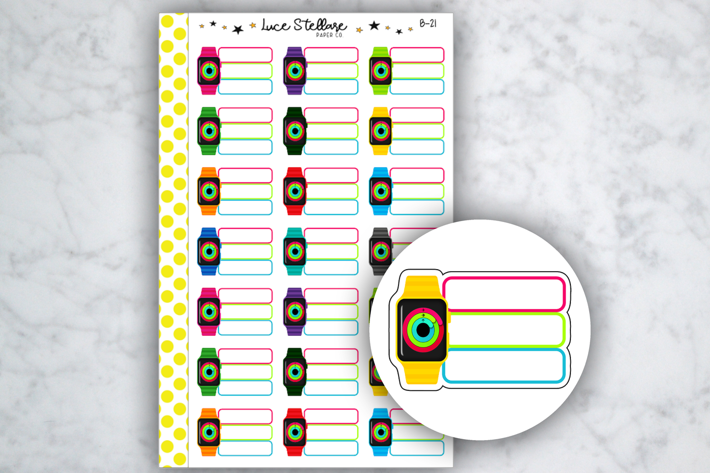 Apple Rings Tracker Planner Stickers / B-21