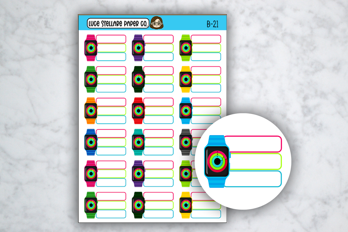 Apple Rings Tracker Planner Stickers / B-21