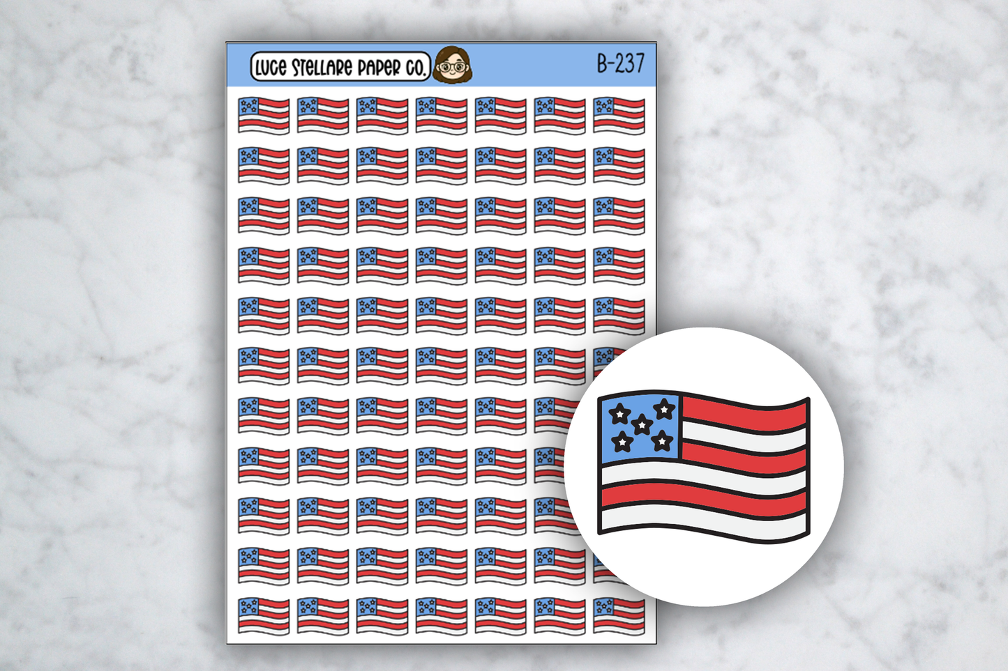 American Flag Icon Stickers / B-237