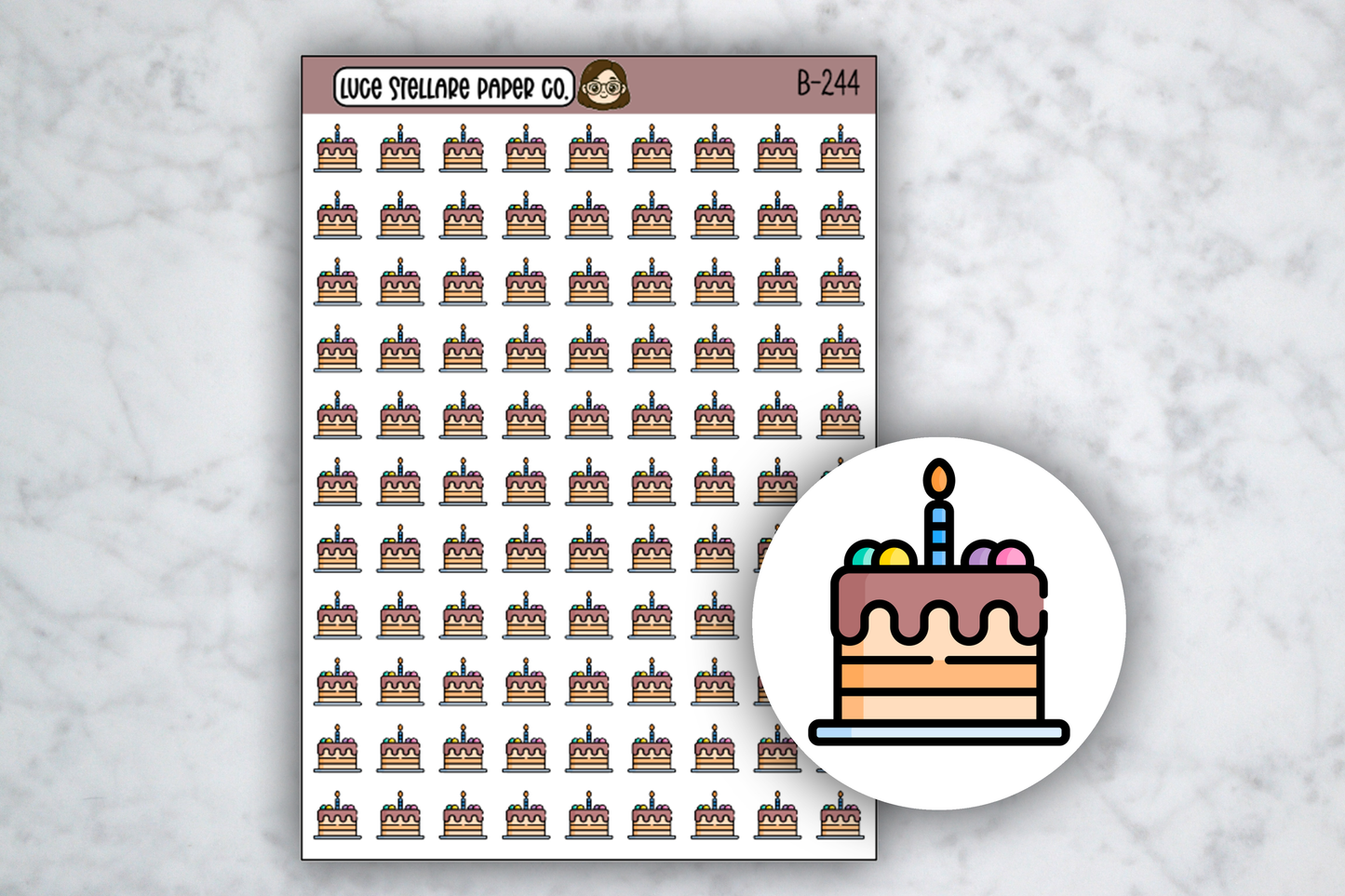 Birthday Cake Icon Stickers / B-244