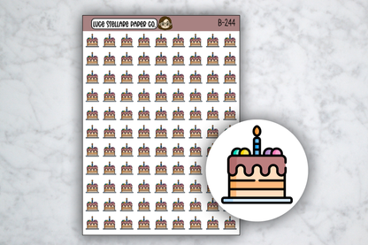 Birthday Cake Icon Stickers / B-244