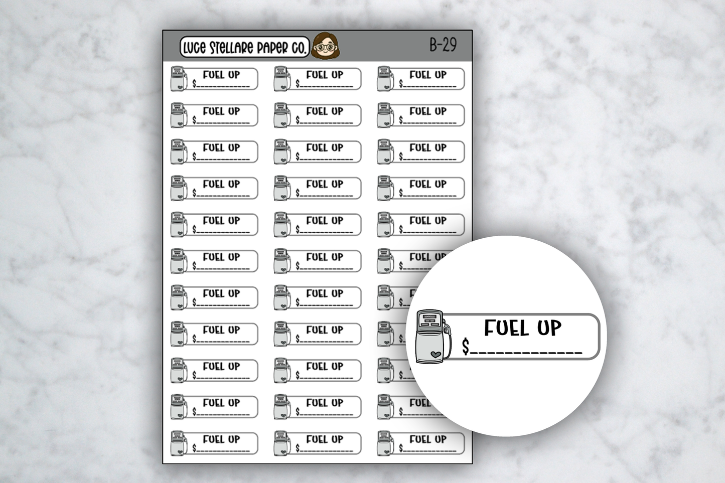 Fuel Up Reminder Stickers / B-29