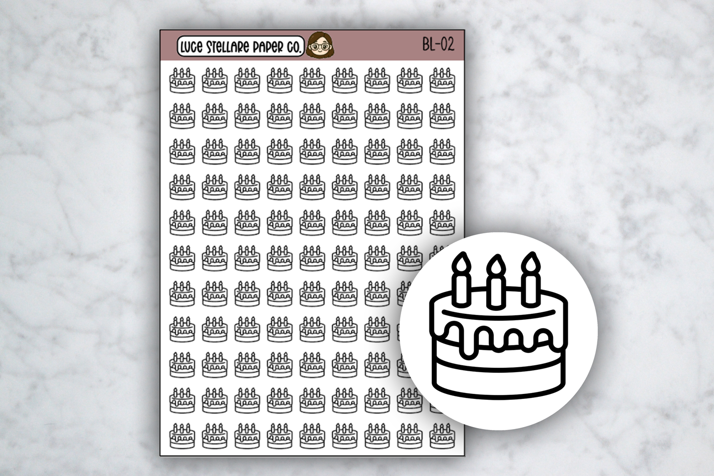 Birthday Cake Icon Stickers / BL-02