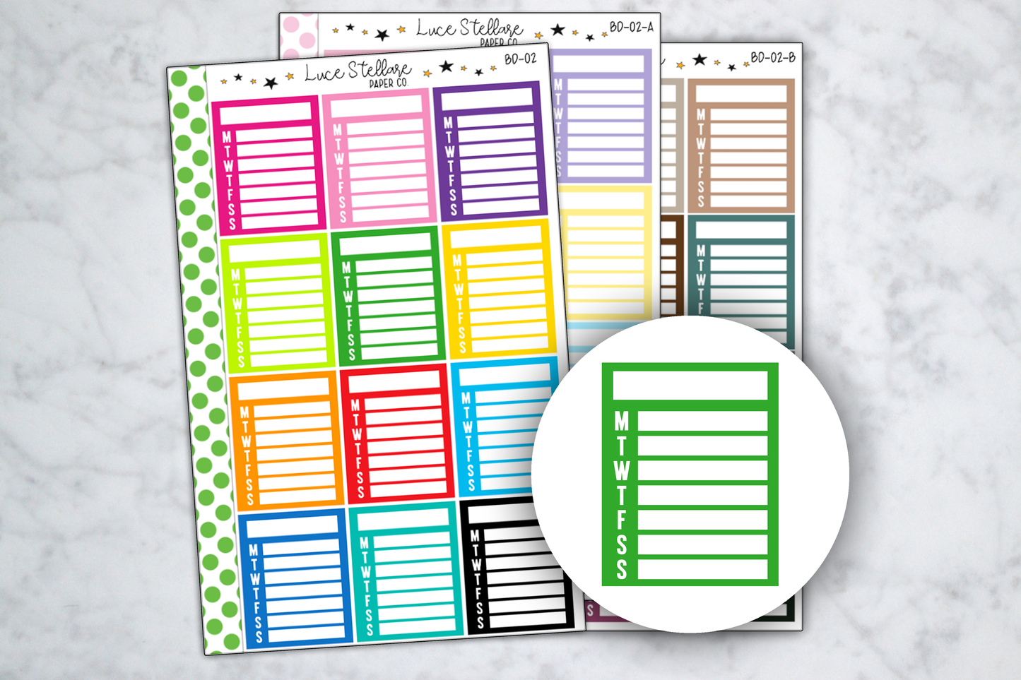 Weekly To Do Full Boxes Stickers / BD-02
