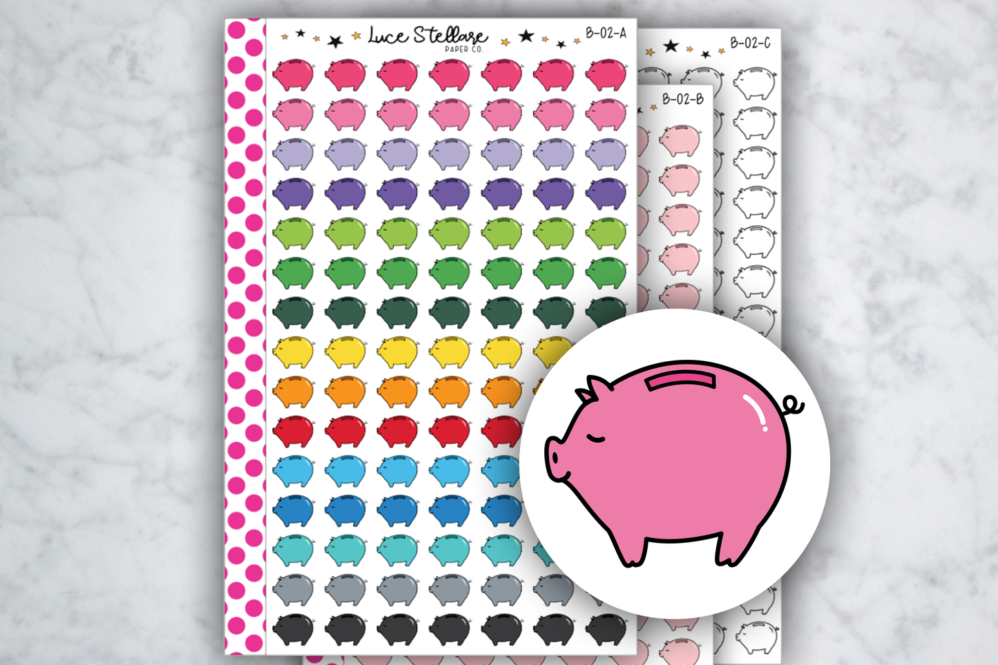 Piggy Bank Planner Stickers B-02
