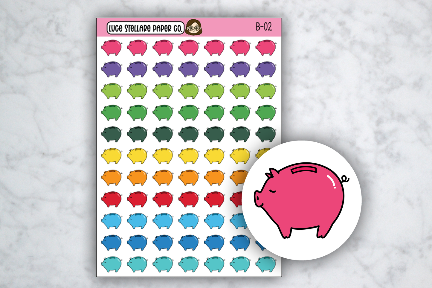 Piggy Bank Planner Stickers B-02