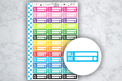 Bill Due Boxes Stickers / BC-03