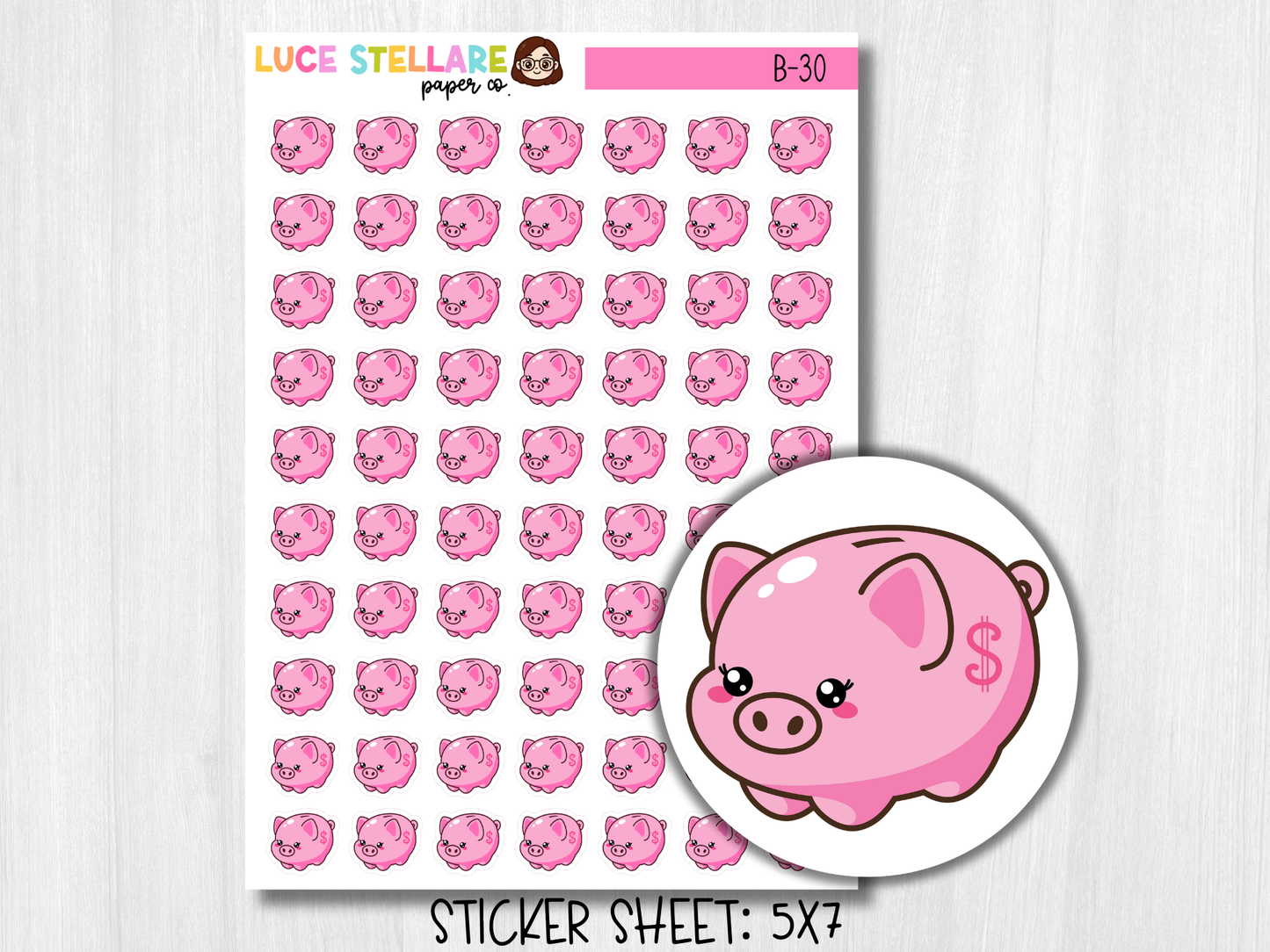 Piggy Bank Planner Stickers/ B-30