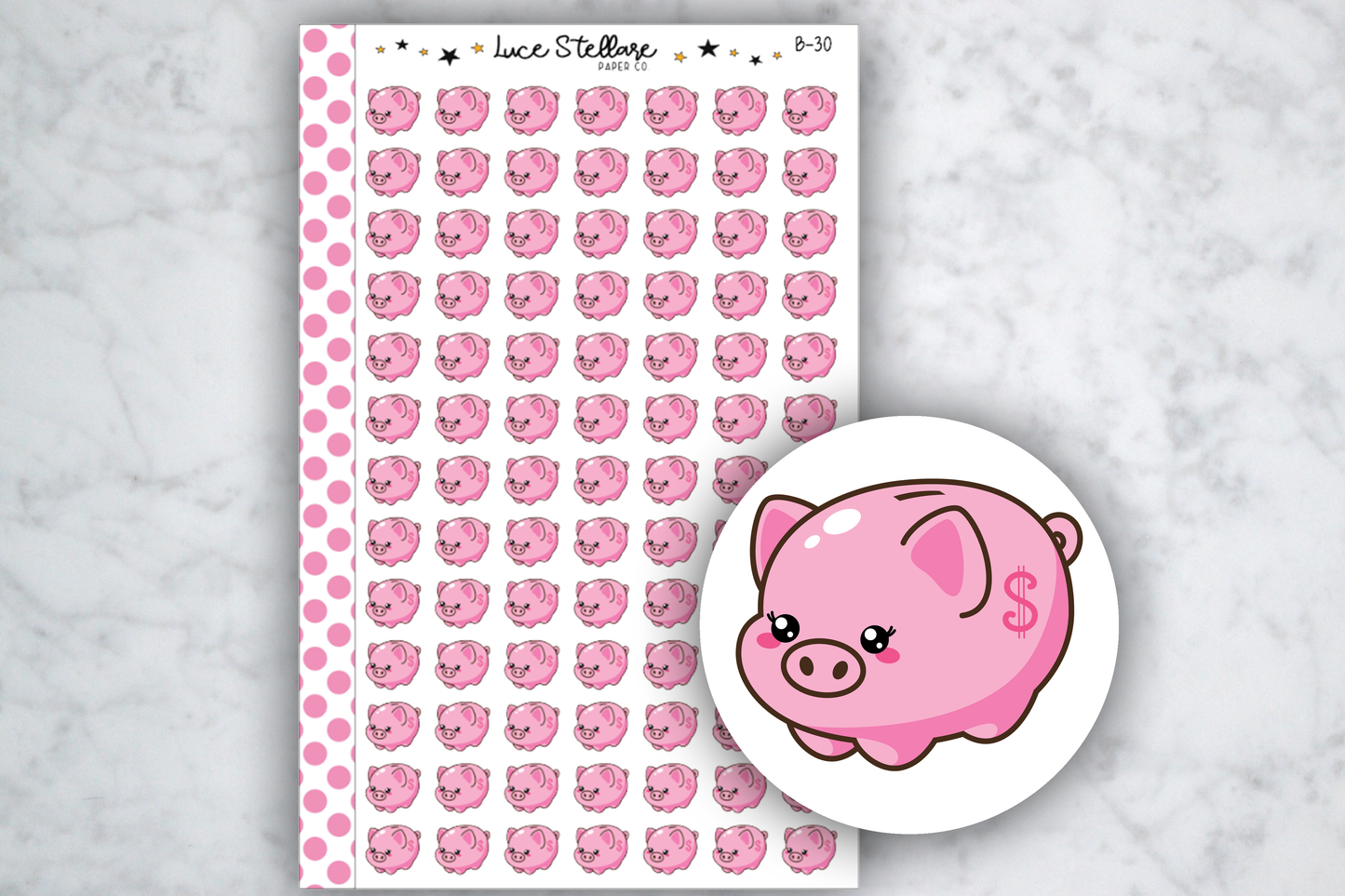 Piggy Bank Planner Stickers/ B-30