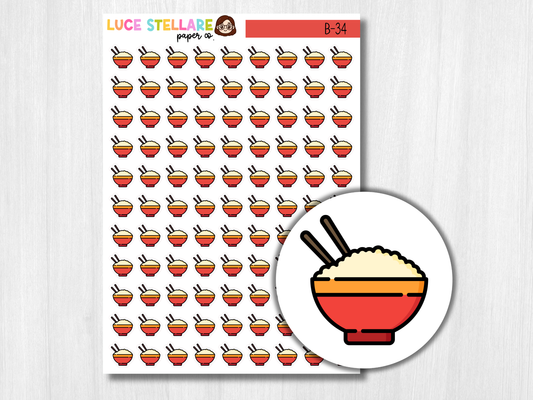 Rice Bowl Icon Stickers / B-34
