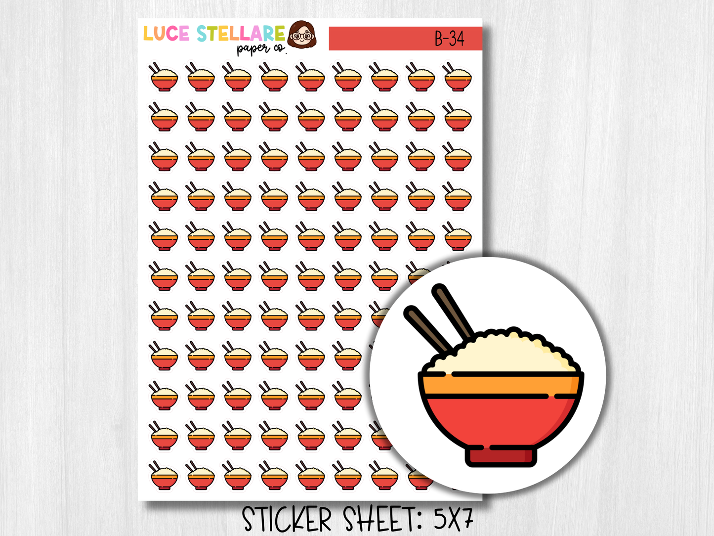 Rice Bowl Icon Stickers / B-34