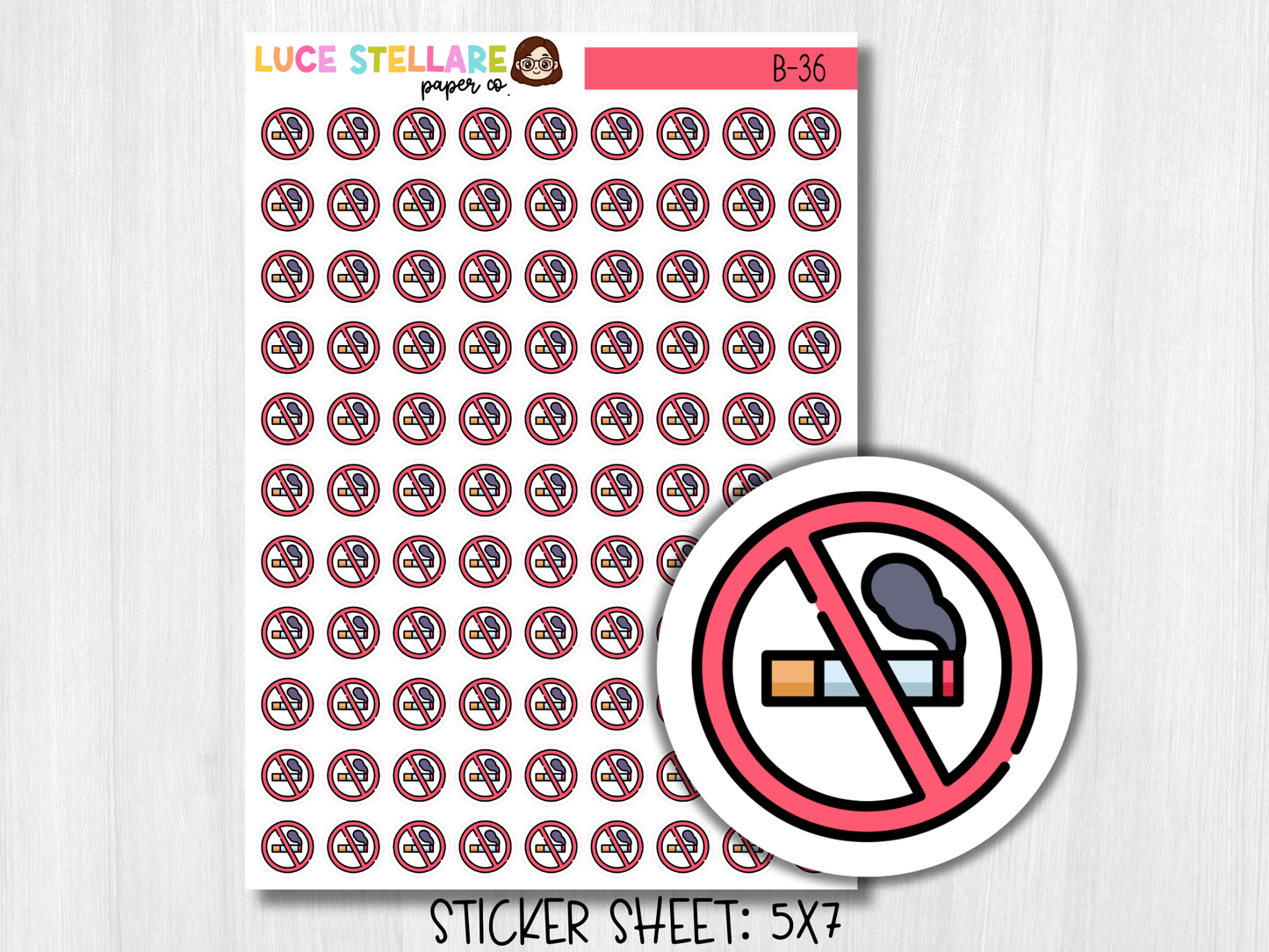 No Cigarettes Icon Stickers / B-36