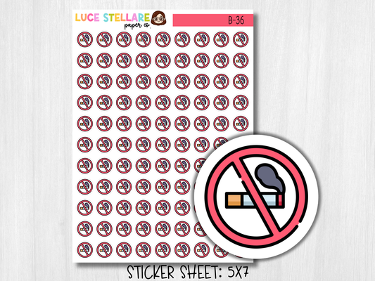 No Cigarettes Icon Stickers / B-36