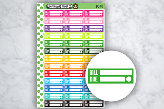 Bill Due Boxes Stickers / BC-03