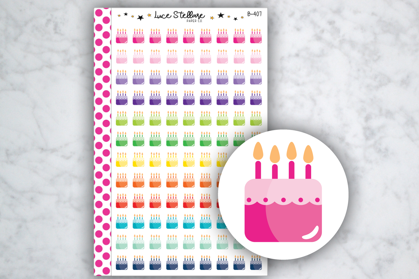 Birthday Cake Icon Stickers / B-407