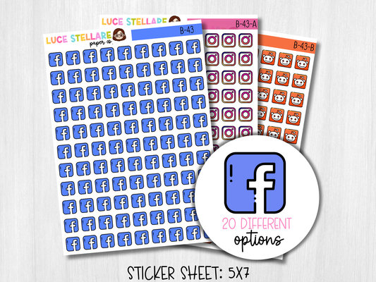 Social Media Icon Planner Stickers / B-43