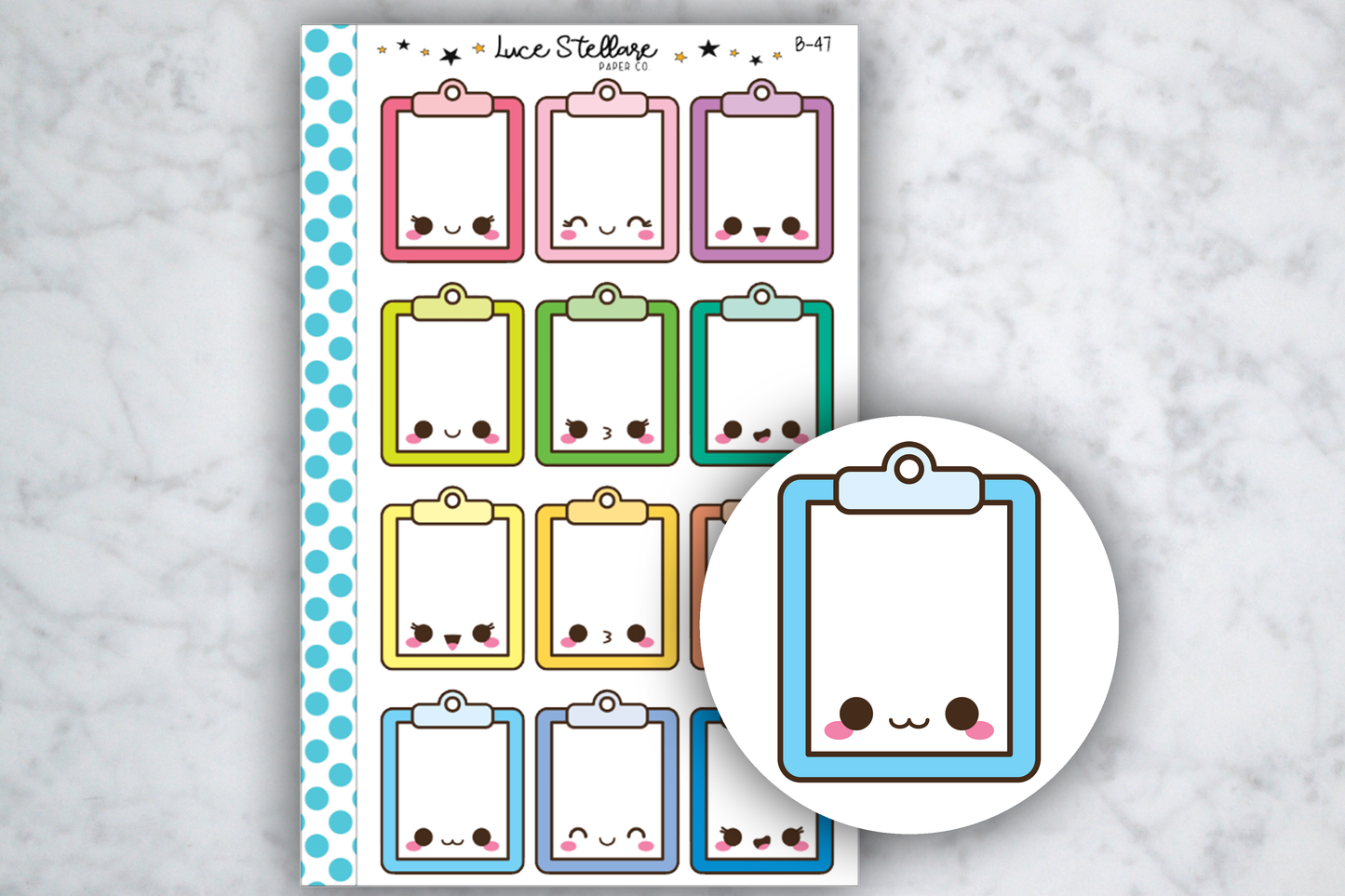 Kawaii Clipboard Planner Stickers / B-47