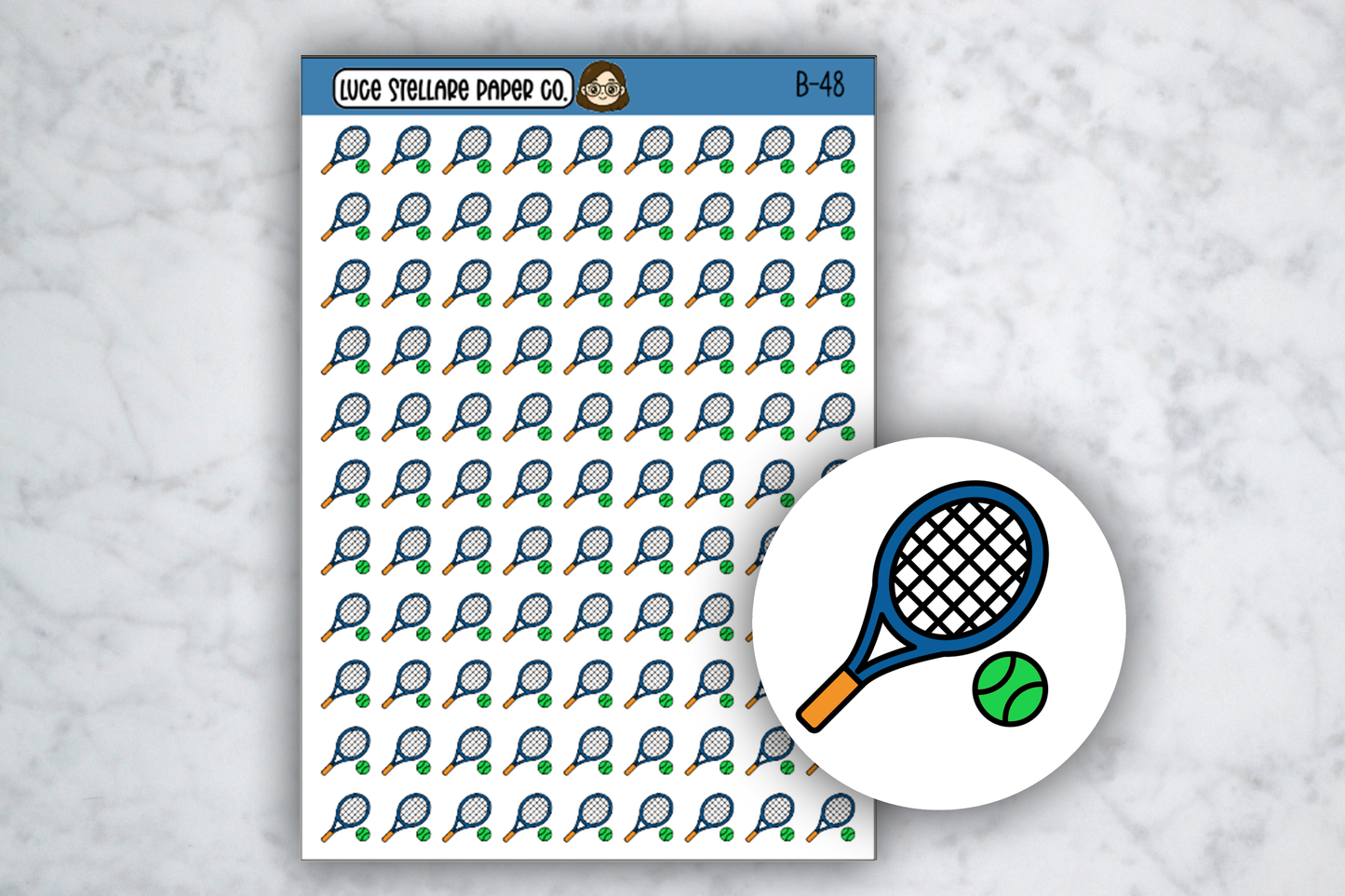 Tennis Racket Planner Stickers / B-48