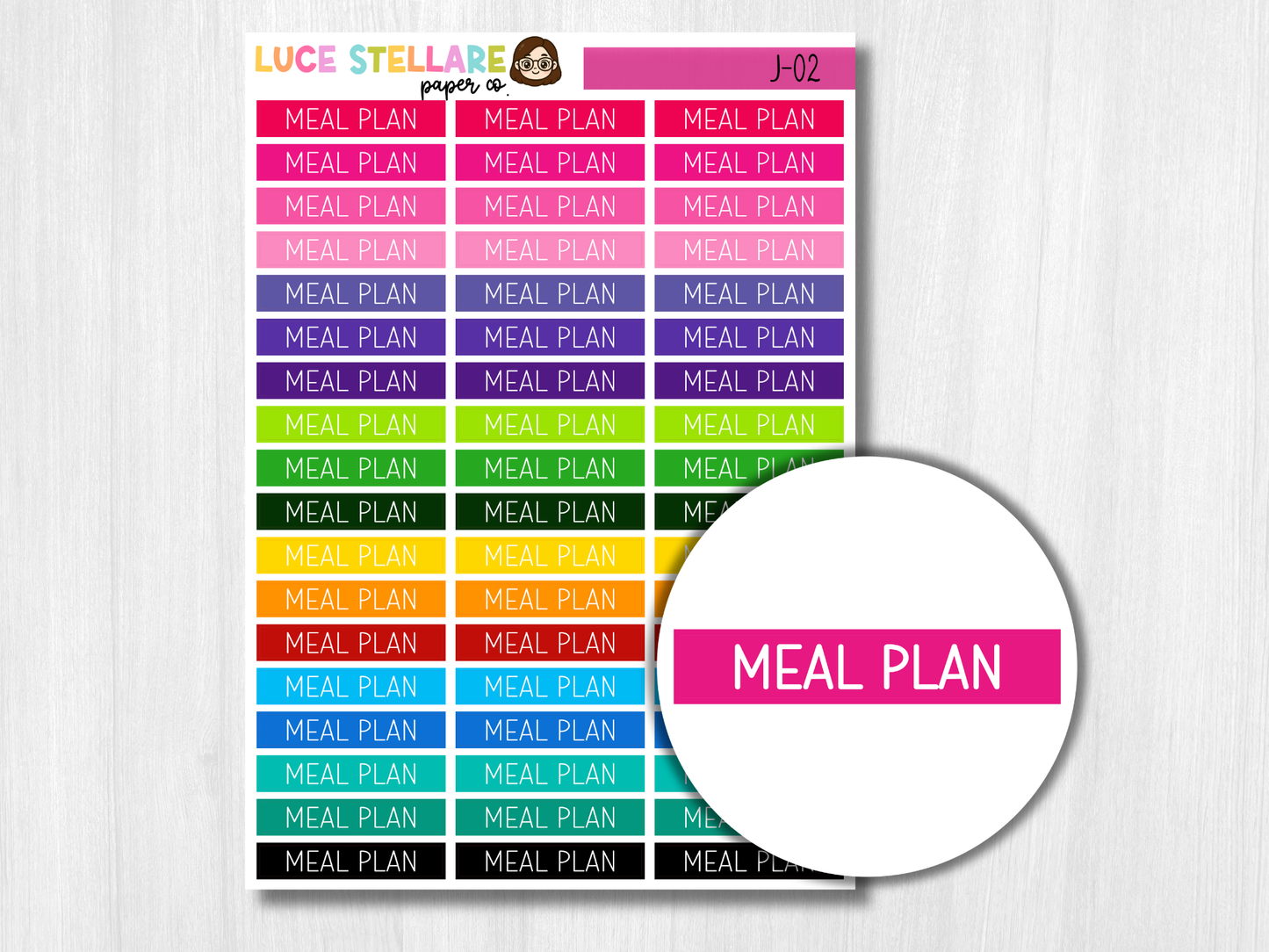 Meal Plan Header Planner Stickers / J-02