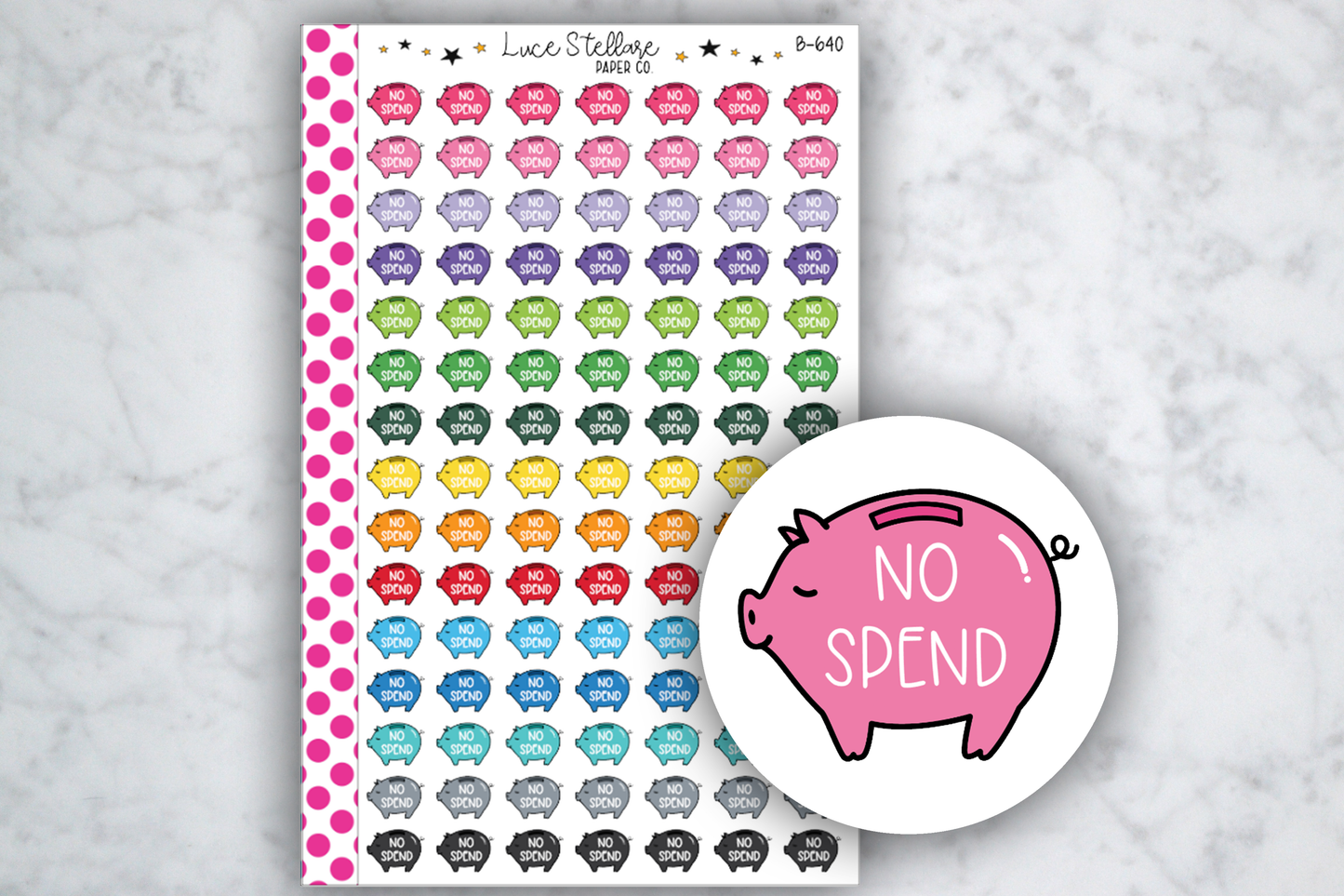 No Spend Piggy Bank Stickers / B-640