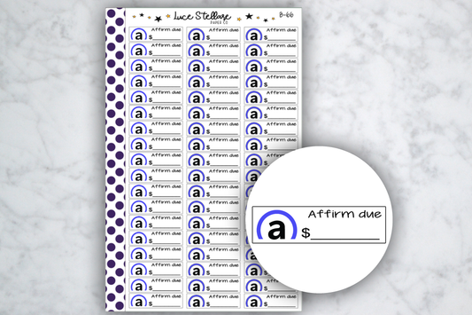 Affirm Bill Due Stickers / B-66