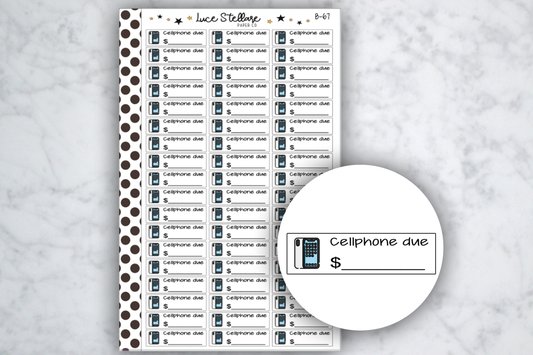 Cellphone Bill Due Stickers / B-67