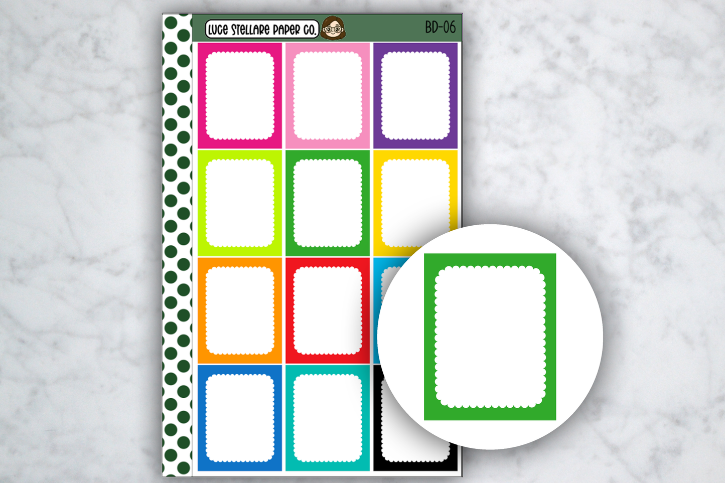 Scalloped Full Boxes Stickers / BD-06