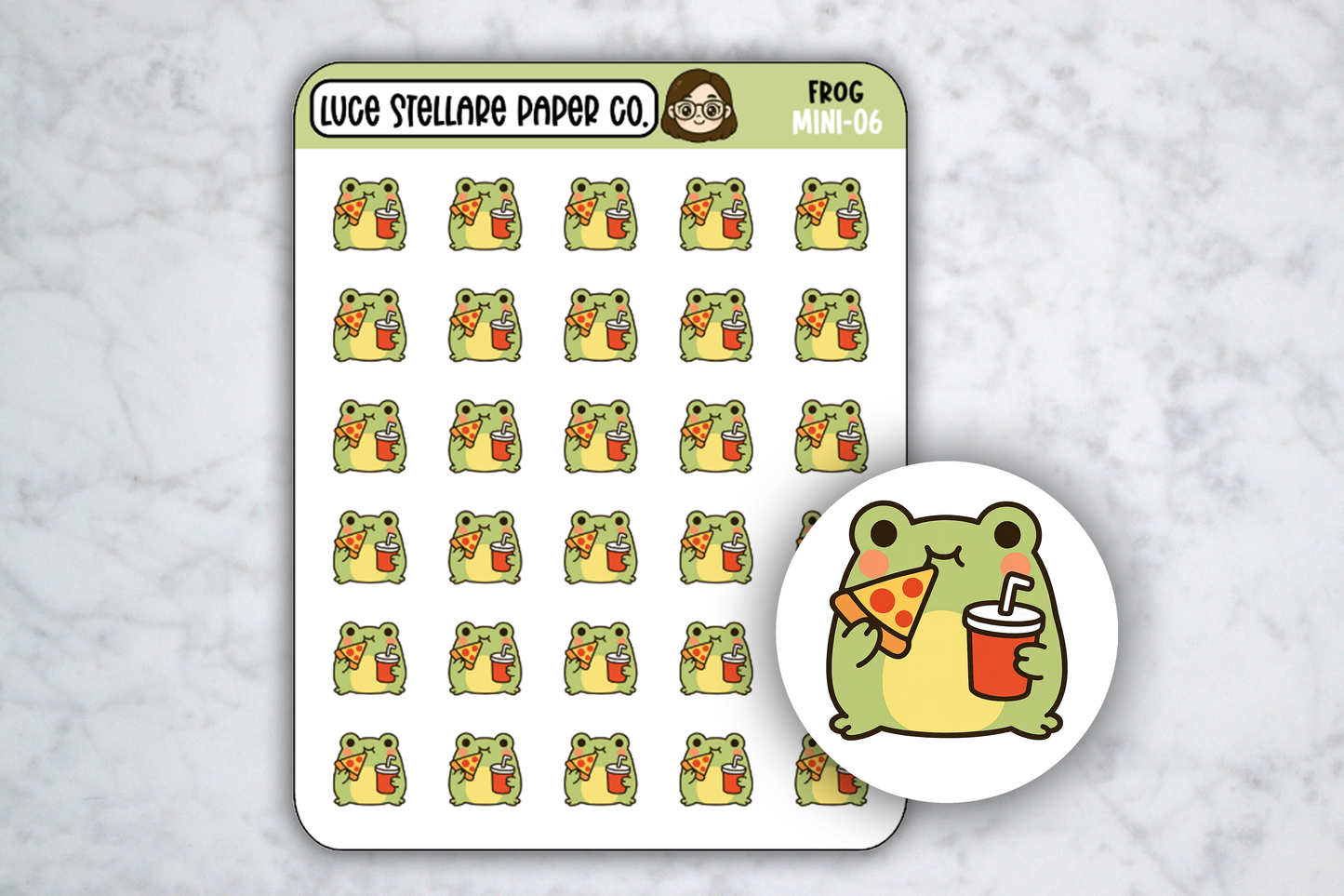 Frog Eating Pizza Sticker Sheet / M-06