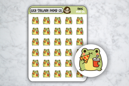 Frog Eating Pizza Sticker Sheet / M-06