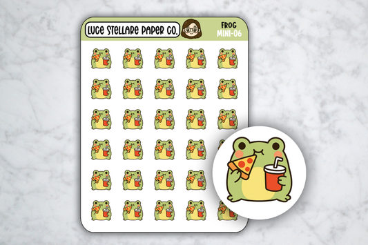 Frog Eating Pizza Sticker Sheet / M-06