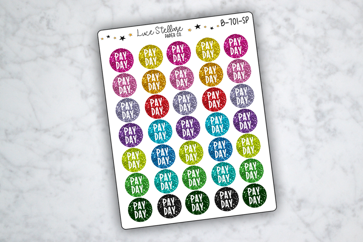 Payday Glitter Dots Planner Stickers / $2 Tuesday!