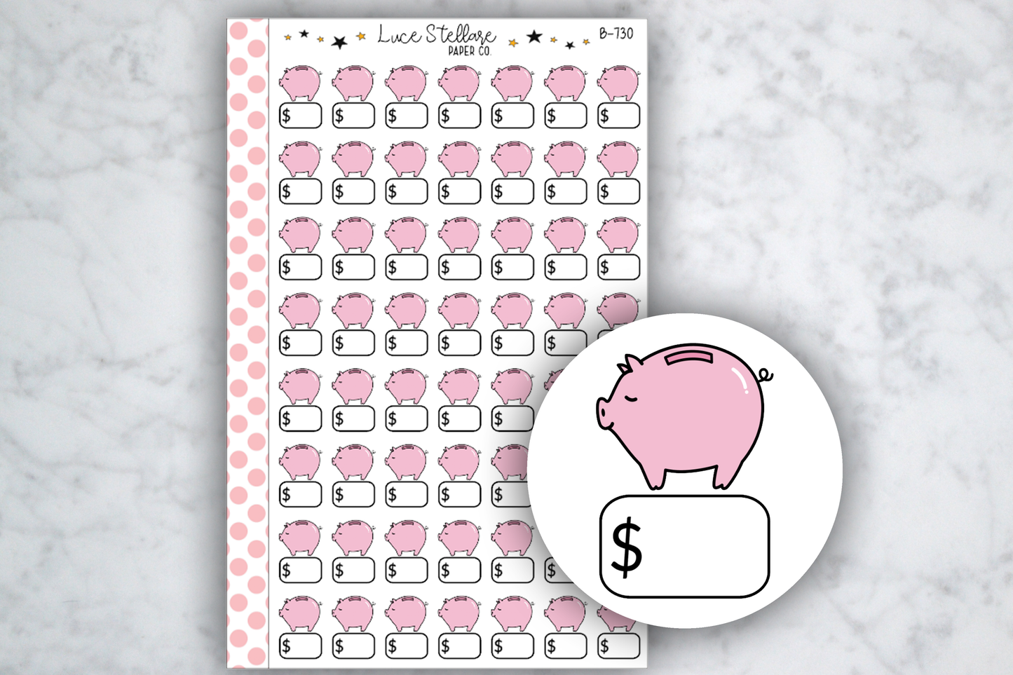 Piggy Bank Savings Tracker Planner Stickers /B-730
