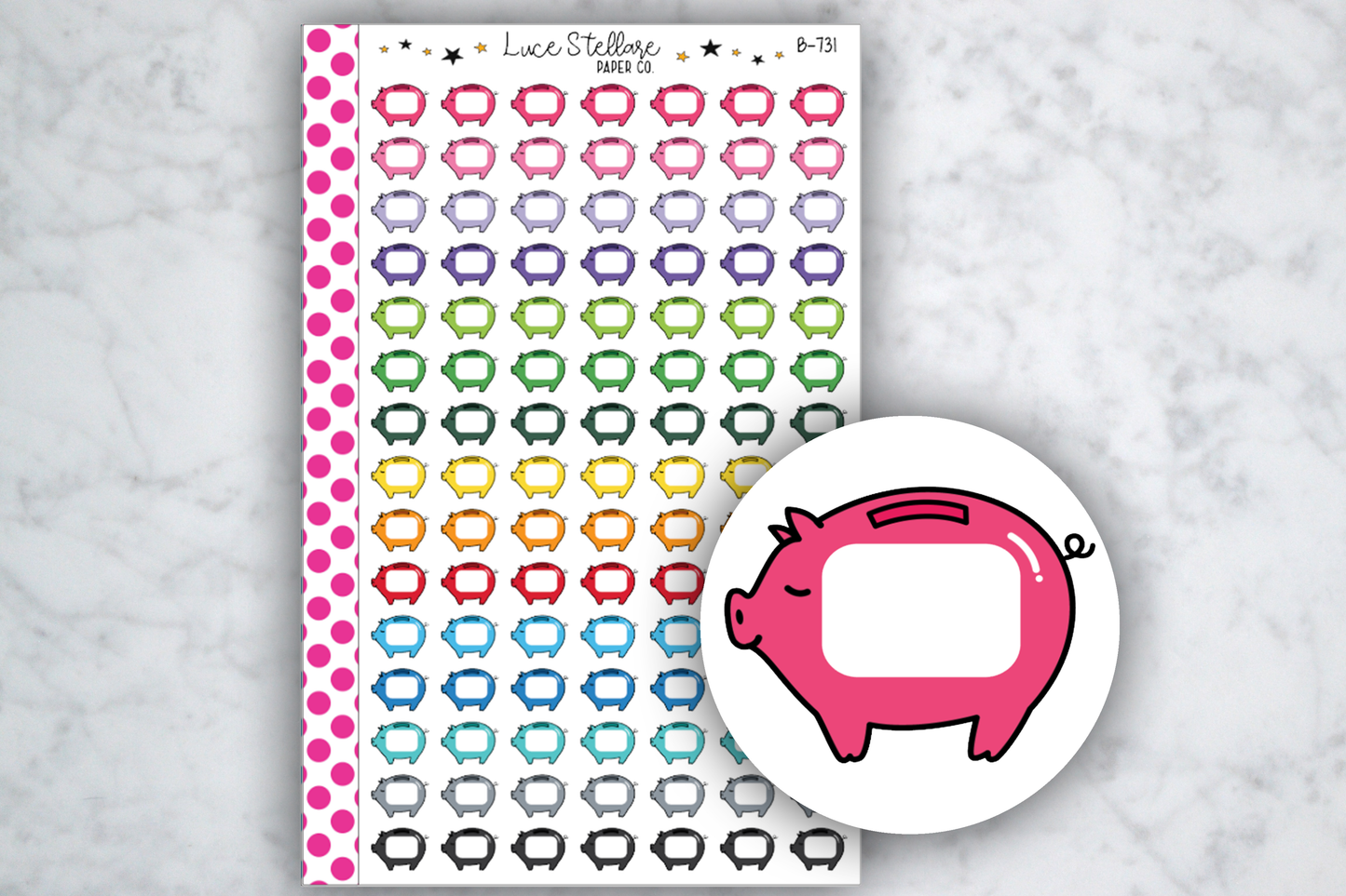 Piggy Bank Tracker Stickers / B-731