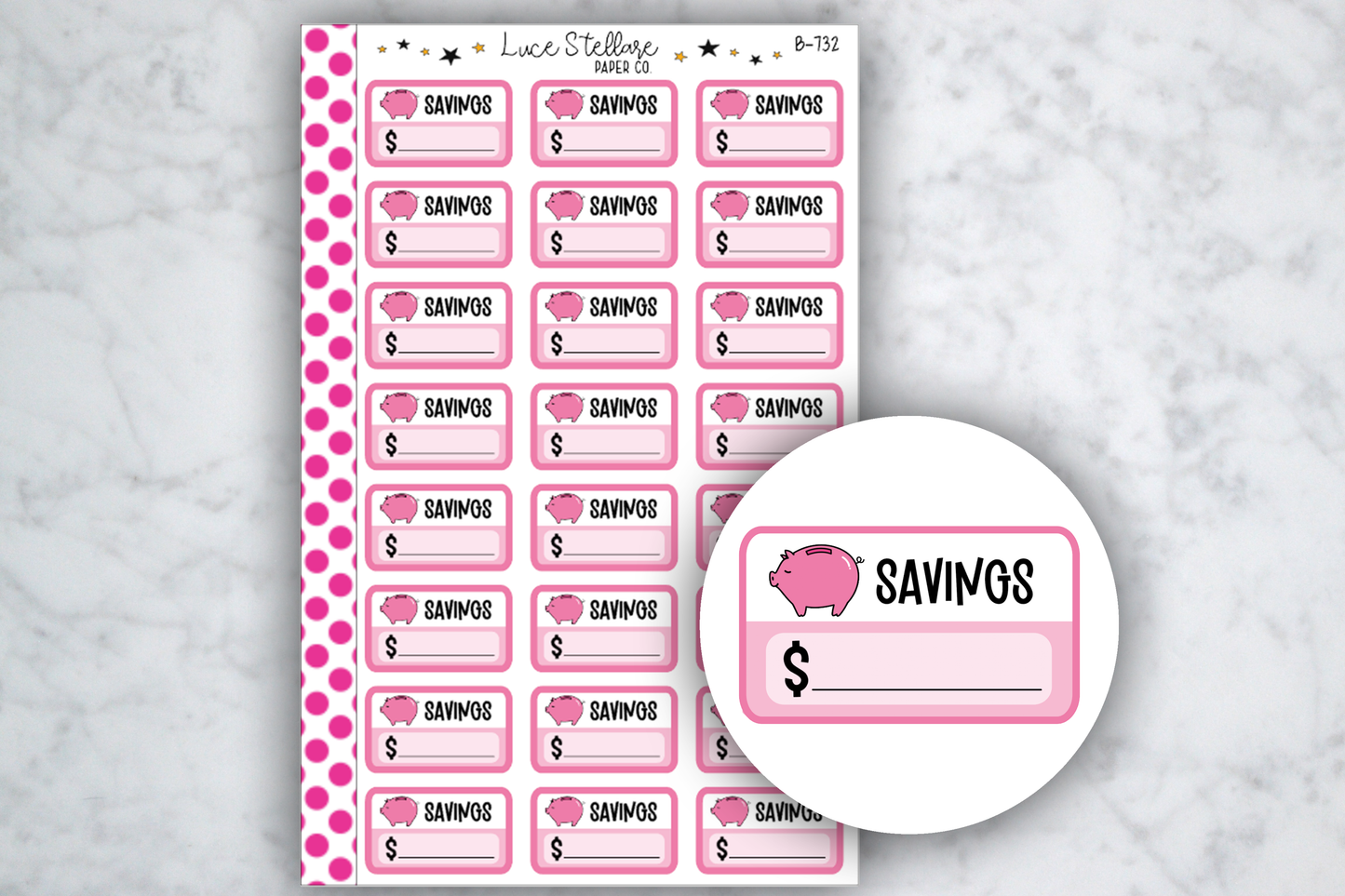 Piggy Bank Savings Tracker Planner Stickers /B-732