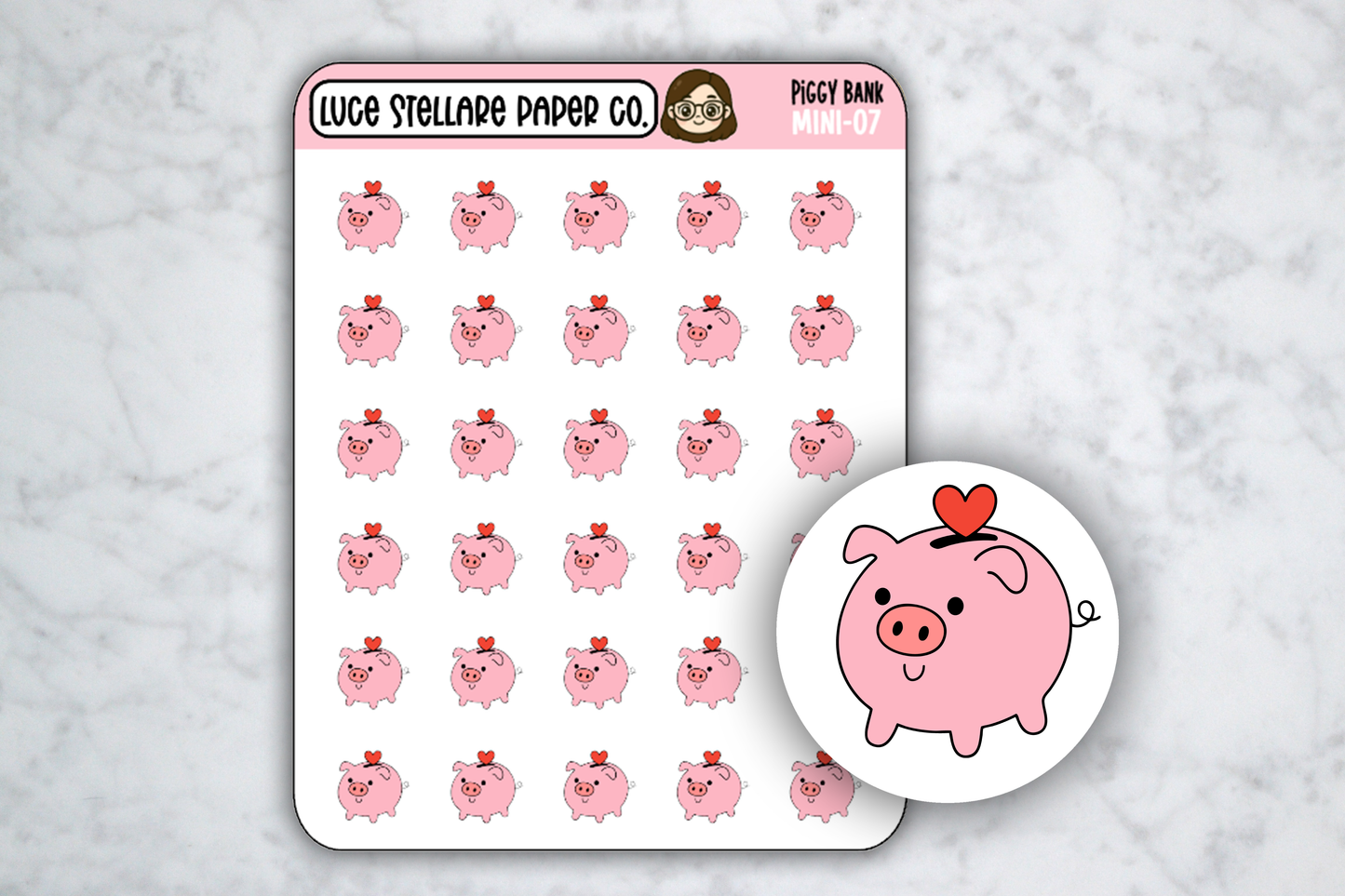 Piggy Bank Sticker Sheet / M-07