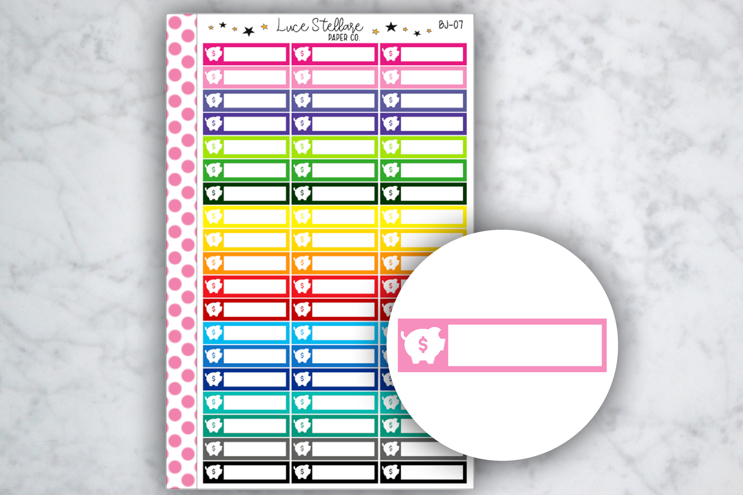 Piggy Bank Icon Boxes Planner Stickers / BJ-07