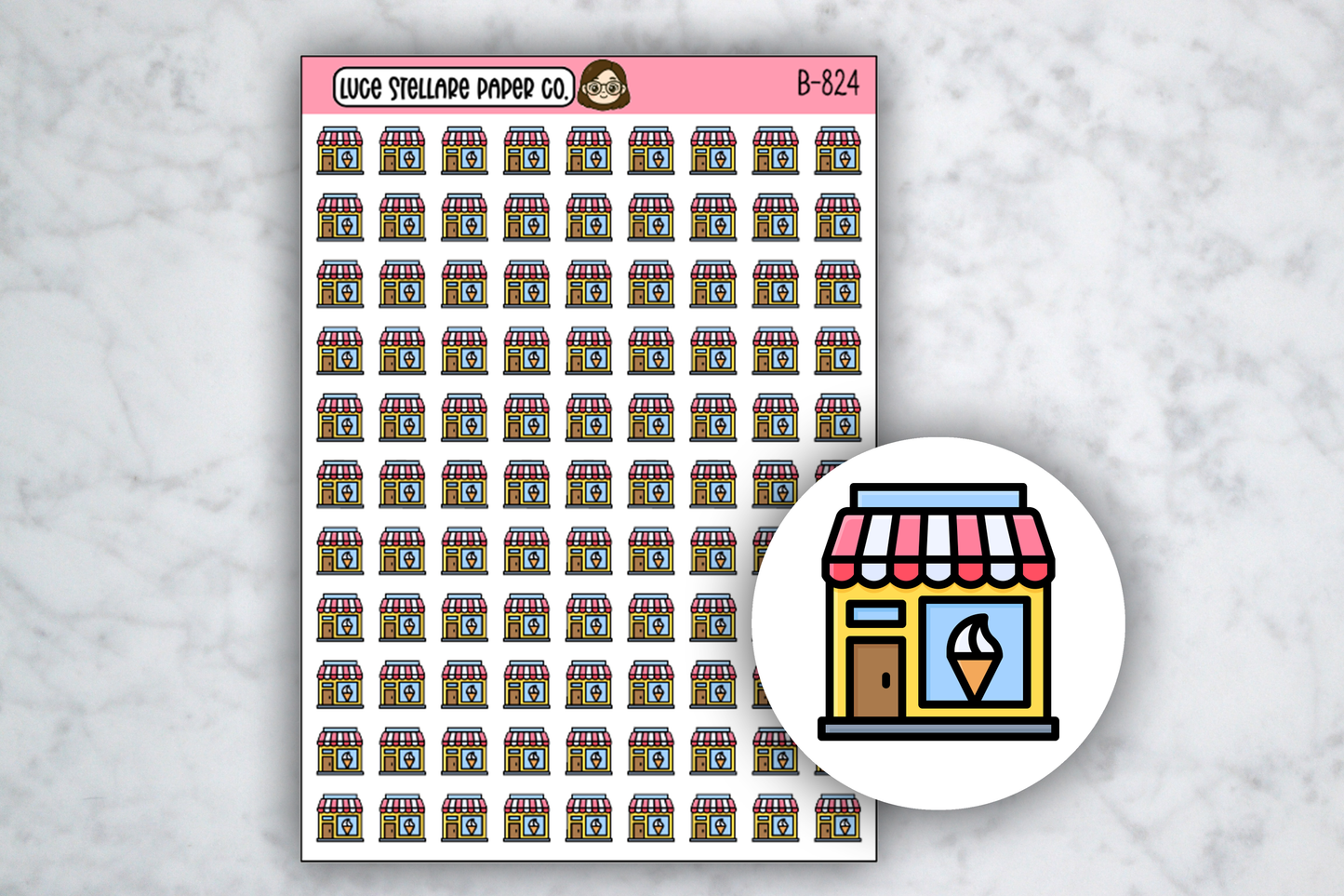 Ice Cream Shop Icon Stickers / B-824
