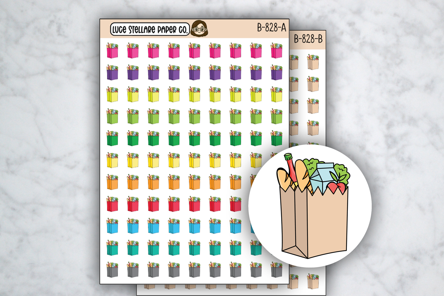 Grocery Bag Icon Stickers / B-828