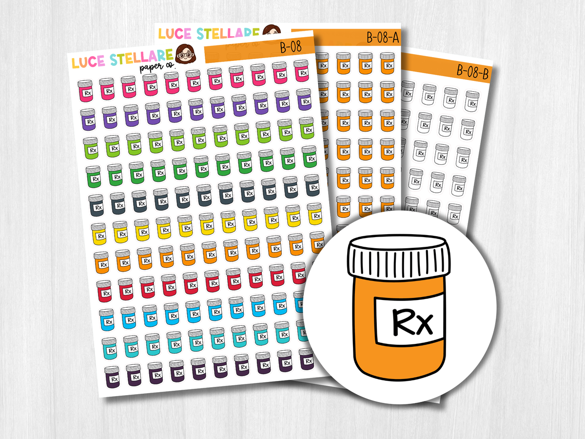 Medication Planner Stickers / B-08 – Luce Stellare Paper Co.